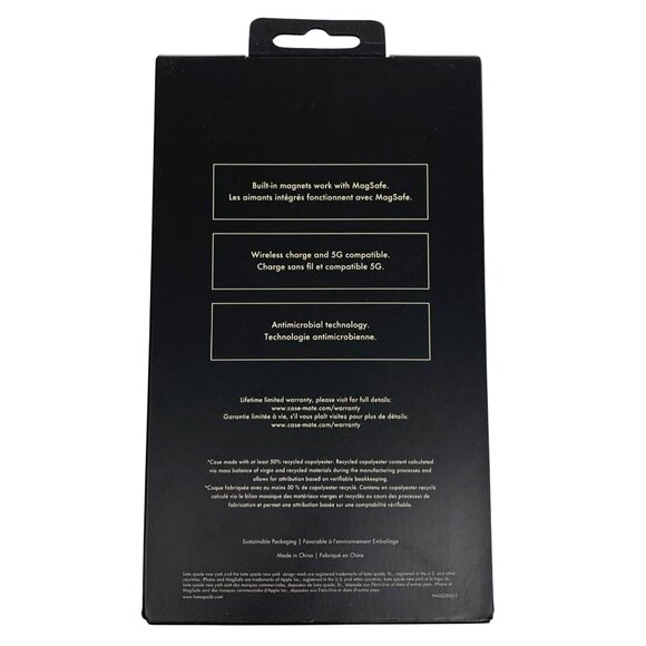 NIB $60 Kate Spade Protective Case iPhone 15 Pro Max Black White Floral Crystals - Picture 2 of 4